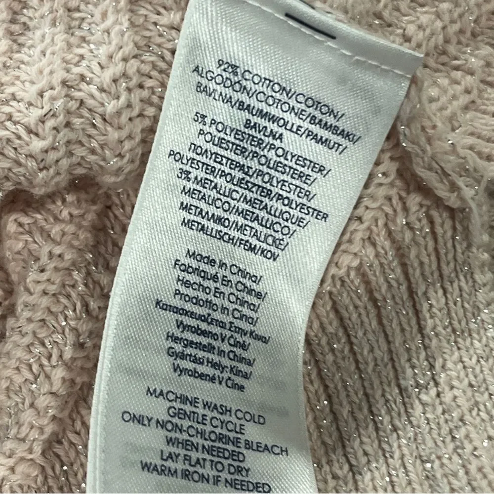 Chaps Women's V-Neck Sweater‎ in Light Pink with sparkles size small